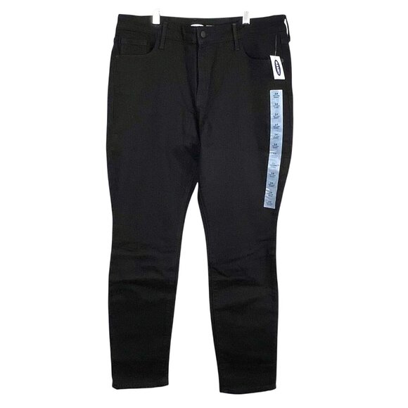 Old Navy Womens Black Jeans Size 14 Pop Icon Skinny Mid-Rise Denim Stretch NWT - Picture 1 of 15